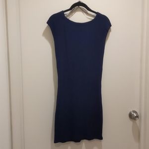 Zara Navy Knit Dress with Plunge Back